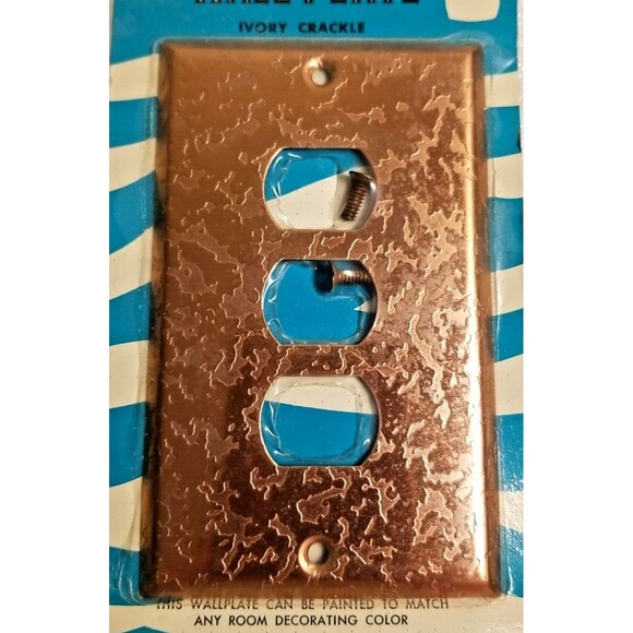 Mid Century 1961 Harmony House Triple Plug Wall Plate Antique Copper NOS USA  N6 - Picture 2 of 3